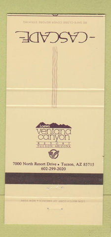 Matchbook Cover - Cascade Tuscon AZ Loews Ventana Canyon 30 Strike