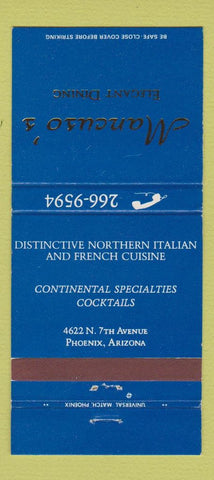 Matchbook Cover - Mancuso's Restaurant Phoenix AZ 30 Strike
