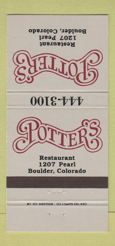 Matchbook Cover - Potter's Restaurant Boulder Colorado 30 Strike