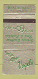 Matchbook Cover - Vogel's Restaurant Whiting IN 30 Strike