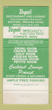 Matchbook Cover - Vogel's Restaurant Whiting IN 30 Strike
