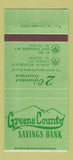 Matchbook Cover Greene County Savings Bank West Coxsackie NY Catskill 30 Strike