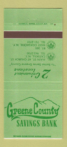 Matchbook Cover Greene County Savings Bank West Coxsackie NY Catskill 30 Strike