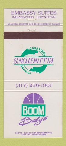 Matchbook Cover - Boom Baby's Ellington's Indianapolis IN 30 Strike