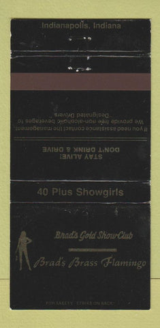 Matchbook Cover Brads Gold Show Club Strip girlie Indianapolis IN WEAR 30 Strike