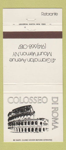 Matchbook Cover - Colosseo Di Roma Mount Vernon NY 30 Strike