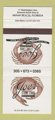 Matchbook Cover - Joe's Stone Crab Restaurant Miami Beach FL 30 Strike