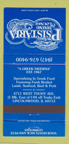 Matchbook Cover - Psistaria Restaurant Lincolnwood IL 30 Strike