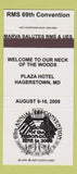 Matchbook Cover - RMS Convention 2009 Hagerstown MD 30 Strike