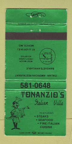 Matchbook Cover - Tonanzio's Italian Mexico MO WEAR 30 Strike