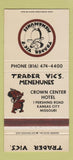 Matchbook Cover - Trader Vic's Crown Center Hotel Kansas City MO Tiki 30 Strike