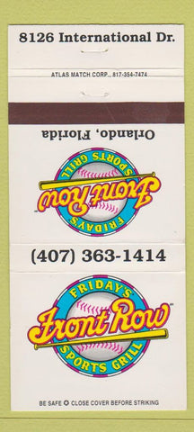 Matchbook Cover - Friday's Front Row Sports Grill Orlando FL 30 Strike