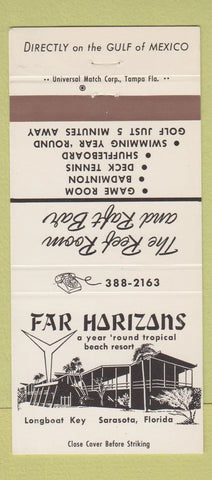 Matchbook Cover - Far Horizons Resort Longboat Key Sarasota FL 30 Strike