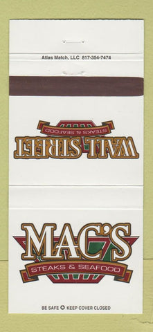 Matchbook Cover - Mac's Steaks Seafood Arlington Colleyville Plano TX 30 Strike