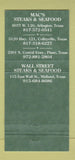 Matchbook Cover - Mac's Steaks Seafood Arlington Colleyville Plano TX 30 Strike