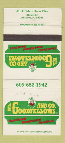 Matchbook Cover - WL Goodfellows Restaurant Absecon NJ WEAR 30 Strike