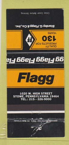 Matchbook Cover - Flagg Products Stowe PA WEAR Iron Fittings 30 Strike