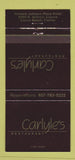 Matchbook Cover - Carlyle's Restaurant Cocoa Beach FL 30 Strike