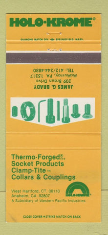 Matchbook Cover - Holo Krome James Brady McMurray PA WORN 30 Strike