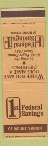 Matchbook Cover - 1st Federal Savings Bank Mount Vernon WA