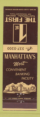Matchbook Cover - 1st National Bank Manhattan KS