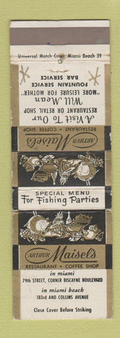 Matchbook Cover - Arthur Maisel's Restaurant Miami FL