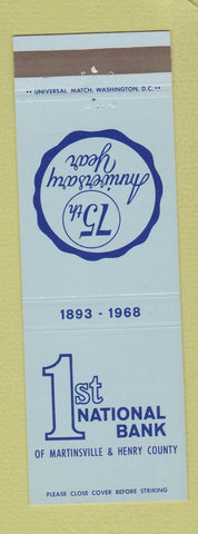 Matchbook Cover - 1st National Bank Martinsville Henry County VA 1968