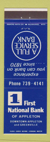 Matchbook Cover - 1st National Bank Appleton WI Greenville