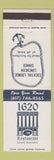 Matchbook Cover - 1620 Restaurant Plymouth MA