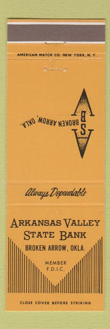 Matchbook Cover - Arkansas Valley State Bank Broken Arrow OK