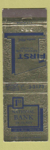 Matchbook Cover - 1st National Bank Olney IL #1 GOLD
