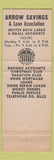Matchbook Cover - Arrow Savings and Loan Newark NJ