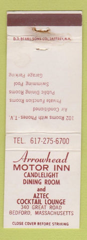 Matchbook Cover - Arrowhead Restaurant Aztec Lounge Bedford MA WORN