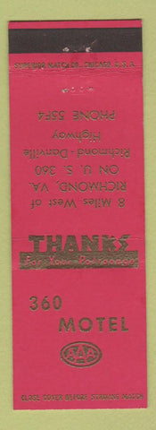 Matchbook Cover - 360 Motel Richmond VA