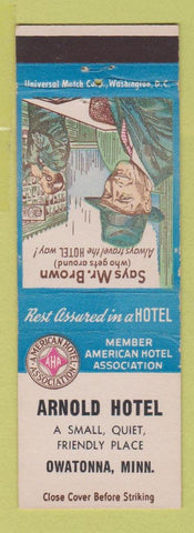 Matchbook Cover - Arnold Hotel Owatonna MN