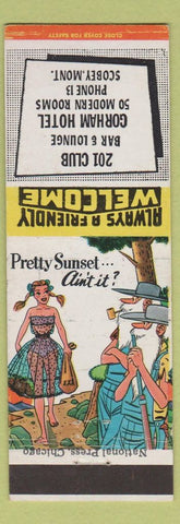Matchbook Cover - 201 Club Gorham Hotel Scobey MT low phone # Hillbilly
