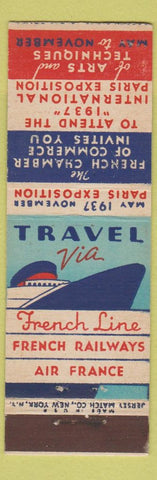 Matchbook Cover - 1937 Paris Exposition French Line Cruise Jersey Match