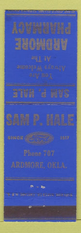 Matchbook Cover - Ardmore Pharmacy Sam Hale Ford Ardmore OK low phone #