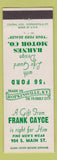 Matchbook Cover - 1956 Ford Barnes Motors Hopkinsville KY Frank Cayce clothes