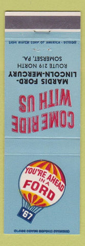 Matchbook Cover - 1967 Ford Mardis Lincoln Mercury Somerset PA