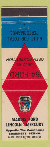 Matchbook Cover - 1964 Ford Mardis Lincoln Mercury Somerset PA