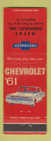 Matchbook Cover - 1961 Chevrolet Heydt Boyertown PA