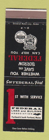 Matchbook Cover - 1st Federal Loan and Building Portland South Portland ME