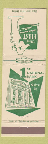 Matchbook Cover - 1st National Bank Galva IL