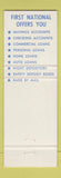 Matchbook Cover - 1st National Bank Bank Savannah TN