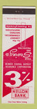 Matchbook Cover - 3% Mellon Bank Pittsburgh? PA
