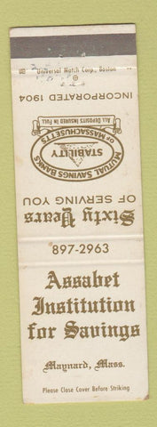 Matchbook Cover - Assabet Institution for Savings Maynard MA