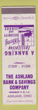 Matchbook Cover - Ashland Bank and Savings OH