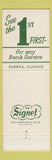 Matchbook Cover - 1st National Bank Eureka IL WEAR
