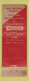 Matchbook Cover - Arrow Liquors New York City WORN